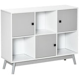 6-Cube Storage Organizer Cabinet - Bookcase and Display Shelf Unit with Doors - Ideal for Dining and Living Room Organization, Grey Finish