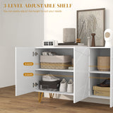 High Gloss Front Storage Cabinet - Freestanding Sideboard with Adjustable Shelving & Soft-Close Doors, Gold Tone Hairpin Legs - Stylish Organizer for Living Room, Dining Area, Hallway