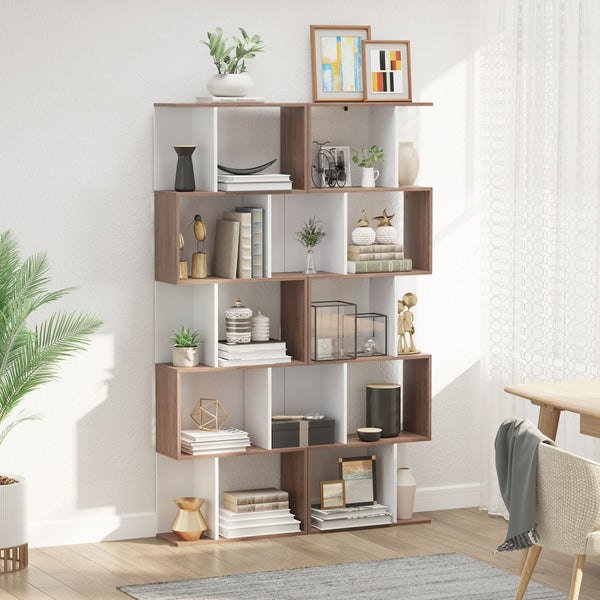 5-Tier S-Shaped Bookcase - Modern Storage Display Shelving Unit, Room Divider - Ideal for Home and Office Organization