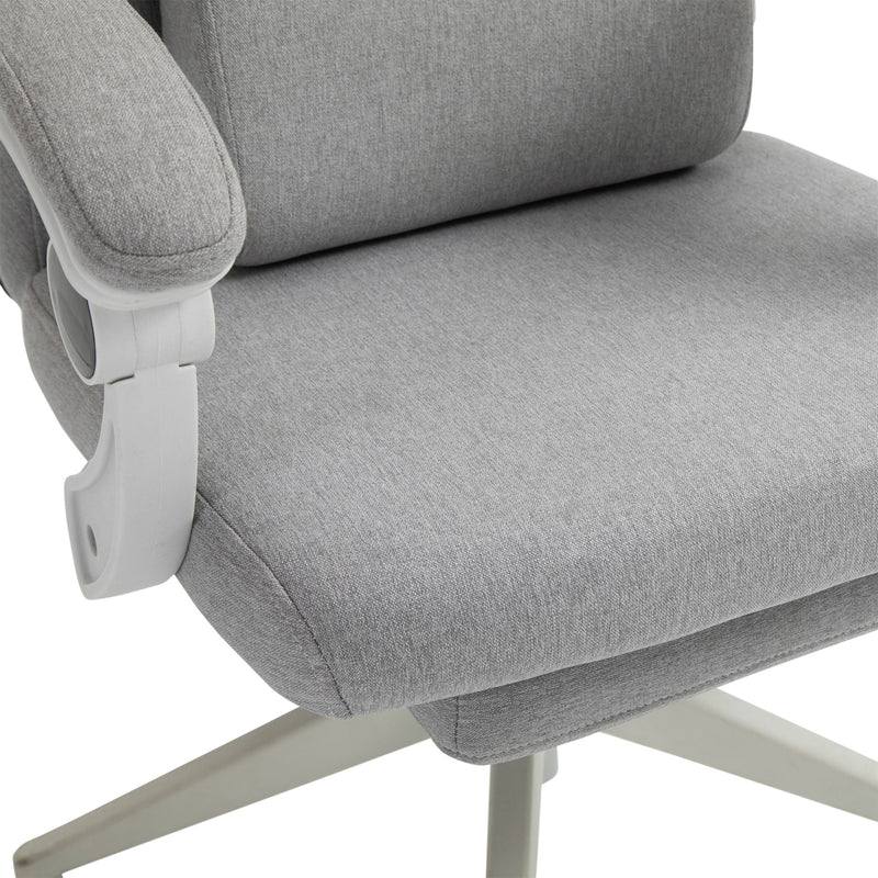 Adjustable Swivel Home Office Chair with Manual Footrest - Ergonomic Recliner Seat with Padding, Armrests, and 2 Pillows in Modern Grey - Ideal for Comfortable Working and Relaxation