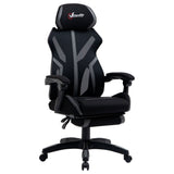 Ergonomic Mesh Office Chair with Reclining Back and Footrest - Adjustable Height, Swivel Wheels, Lumbar Support for Home Office - Comfortable Desk Task Computer Chair in Black Grey