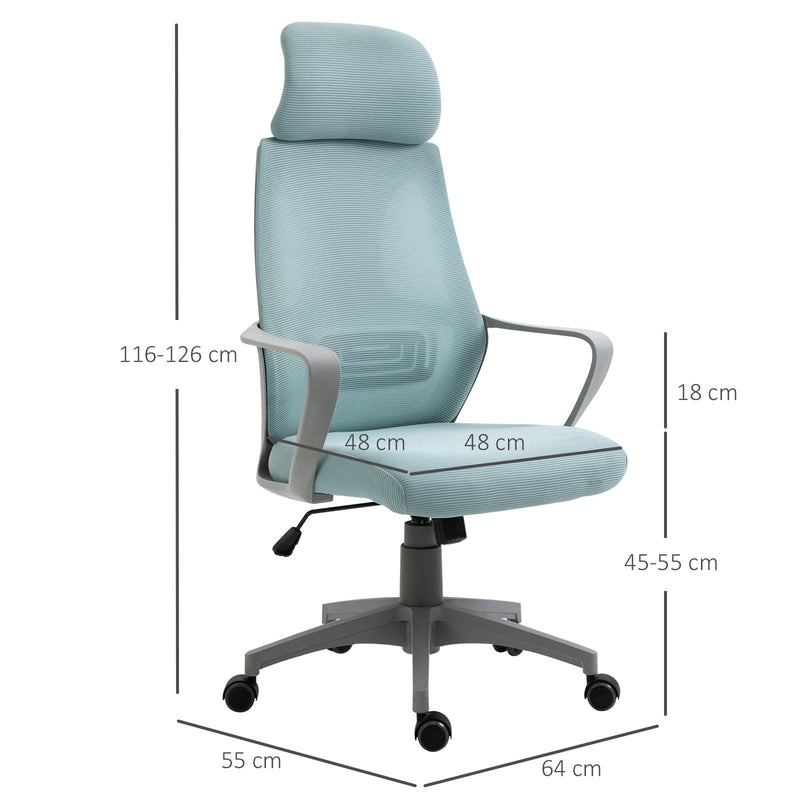 Ergonomic Mesh Office Chair with Wheels - High Back and Adjustable Height - Ideal for Home Office Comfort in Blue