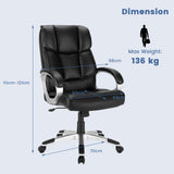 Height Adjustable, Leather Upholstered Office Chair with Rocking Backrest - Perfect for Comfortable Long-Hour Office Work
