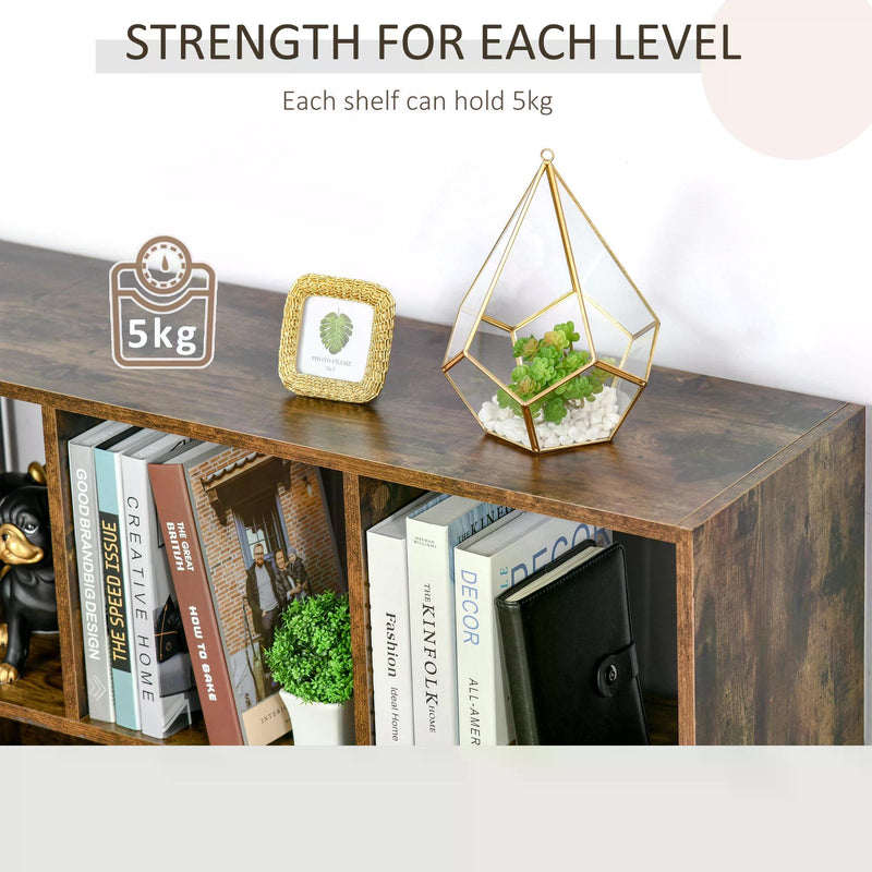 3-Tier Storage Shelf Bookcase - Rustic Brown Display Rack for Organizing - Perfect for Home Office, Living Room, or Playroom