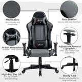 Ergonomic Racing-Style Gaming Chair - High-Back, Adjustable, Swivel Office Chair with Lumbar Support, Grey - Ideal for Gamers and Long-Hour Desk Users