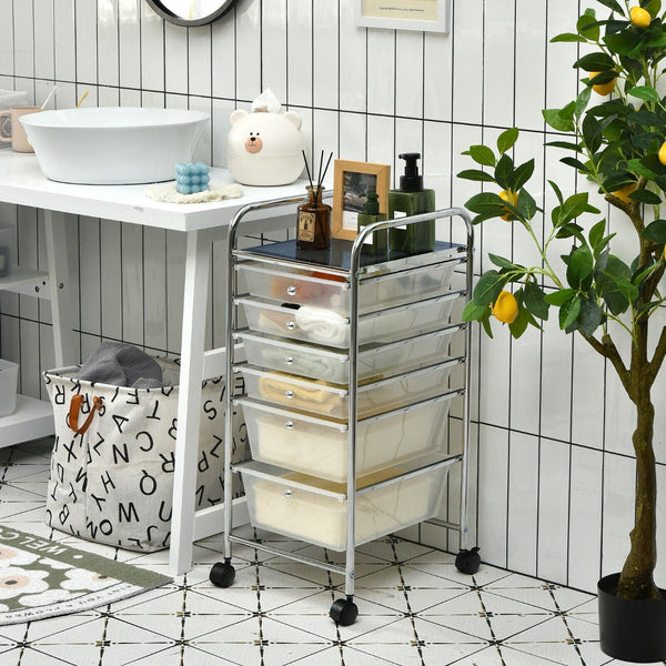 4-Wheeled 6-Drawer Storage Trolley - Ideal for Makeup and Beauty Salon Organization - Convenient Solution for Professionals