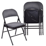Set of 4 Folding Fabric Padded Chairs with Sponge Seat and Backrest-Beige