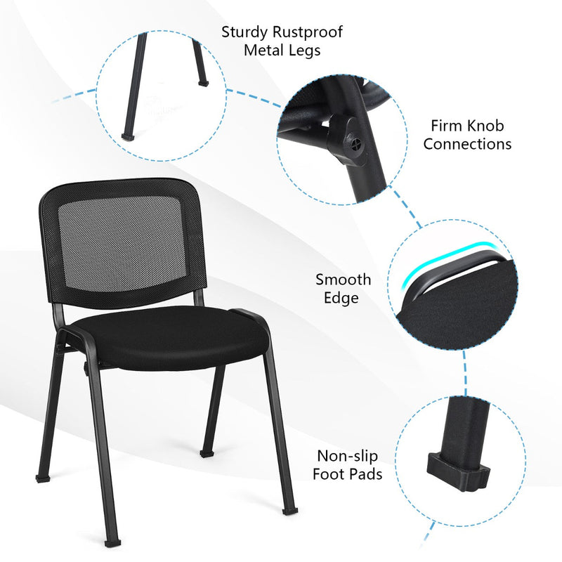 Modern Stackable Upholstered Armless Chair, Set of 5 - Spacious Conference and Reception Furniture - Ideal for Commercial and Office Use