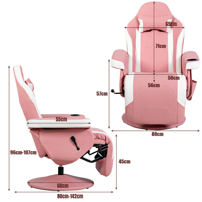 Gaming Chair with Electric Massage Feature - With Cup Holder and Side Pouch in Sleek Black - Perfect for Gaming Enthusiasts and Office Workers Desiring Extra Comfort