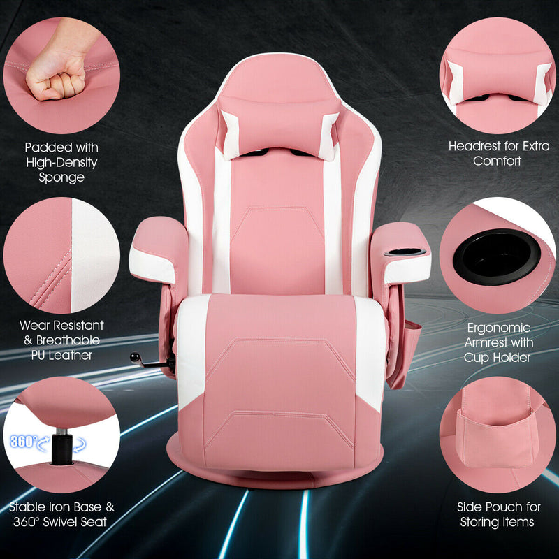 Gaming Chair with Electric Massage Feature - With Cup Holder and Side Pouch in Sleek Black - Perfect for Gaming Enthusiasts and Office Workers Desiring Extra Comfort