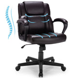 Mid-Back Modern Office Chair - PU Leather with Adjustable Height Feature - Ideal for Comfortable and Ergonomic Office Seating
