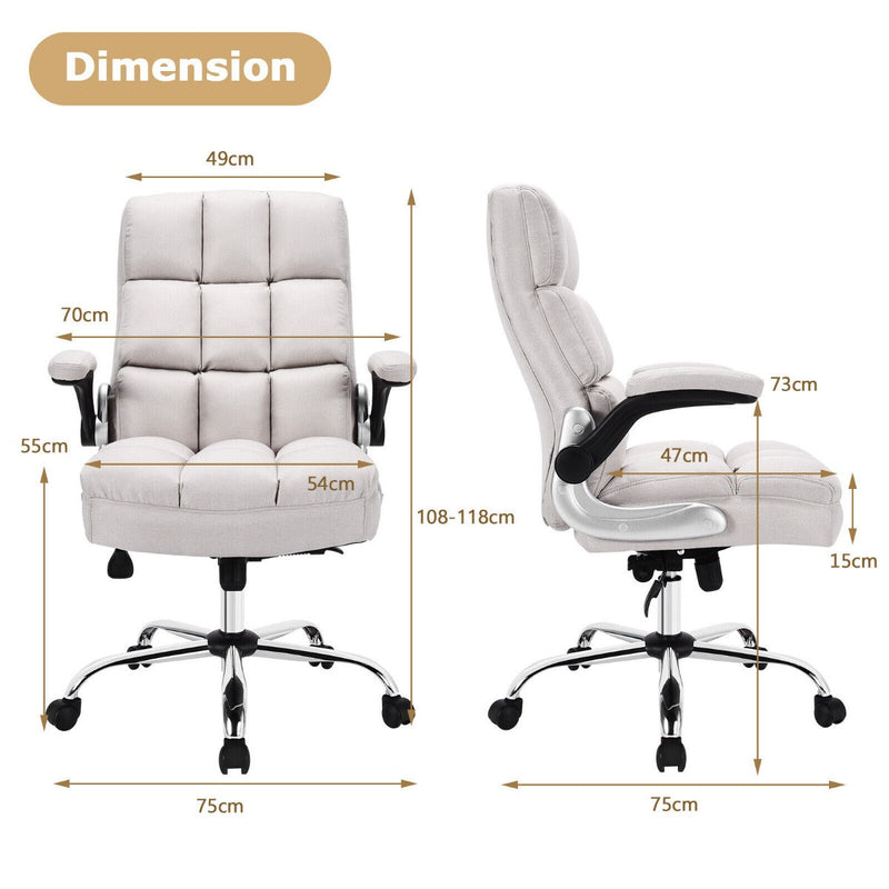 Linen Upholstered Executive Chair - Ergonomic High Back Design for Home Office Use - Perfect Comfort Solution for Busy Professionals, Beige