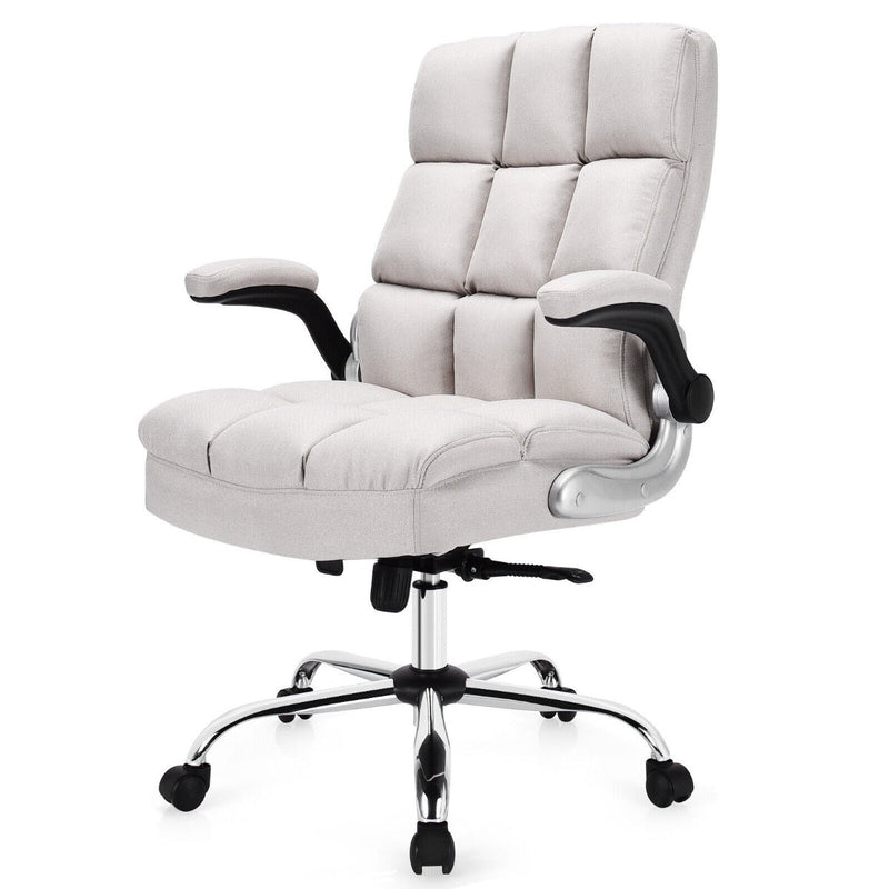 Linen Upholstered Executive Chair - Ergonomic High Back Design for Home Office Use - Perfect Comfort Solution for Busy Professionals, Beige
