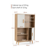 Freestanding Wooden Sideboard Cabinet - 2-Door Storage Unit with 4 Shelves in White - Ideal For Organising Home Essentials