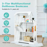 3-Tier Wooden Structure - Dollhouse Bookcase for Playroom Bedroom - Ideal for Toy Organization and Space Saving