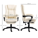 Ergonomic PU Leather Swivel Desk Chair with Extendable Footrest - Comfortable Adjustable Height Office Chair with Wheels - Ideal for Home Office and Long Working Hours