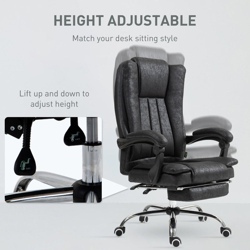 Ergonomic Microfiber Home Office Chair with Reclining Backrest - Armrests and Swivel Casters - Comfortable Desk Chair with Footrest for Long Working Hours
