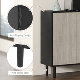Adjustable Shelving Sideboard - Living Room Storage Cabinet with 4 Doors and Pine Legs - Elegant Organization Solution for Home Spaces