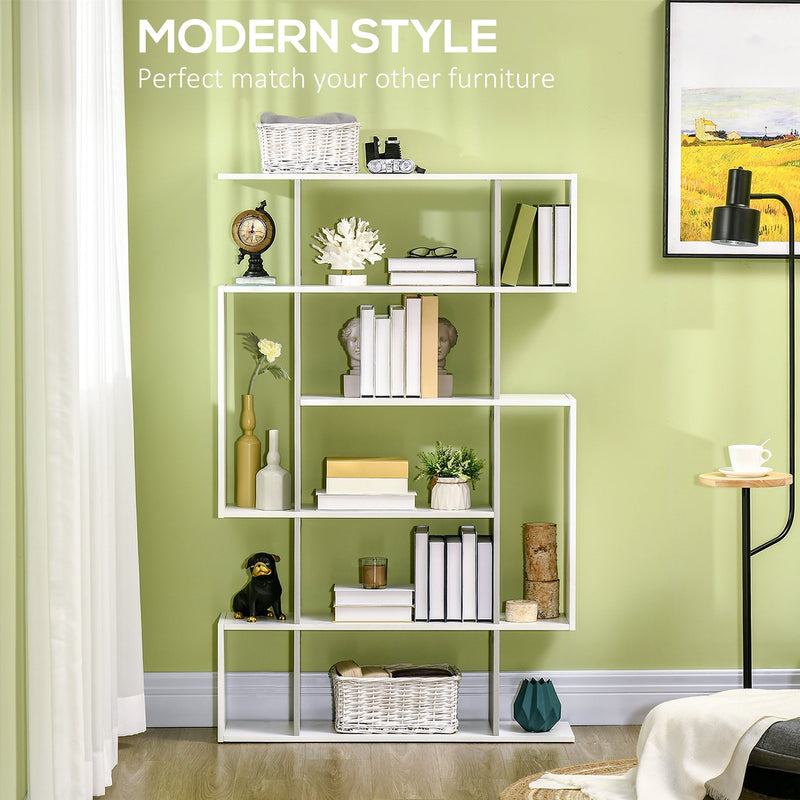 5-Tier Modern Bookcase with 13 Open Shelves - Freestanding Decorative Storage for Home Office, Study - Ideal for Organization and Display, White