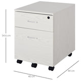 Lockable 2-Drawer Filing Cabinet with 5 Wheels - Rolling Office Storage for Legal & Letter Files - Sleek White Cupboard for Home Organization