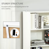 Tall Modern Bookcase with 2 Doors and 4 Shelves - White and Oak Finish Cupboard for Living Room, Study, Bedroom - Ideal for Home Office Storage & Display