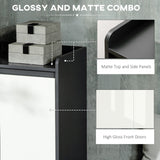 High Gloss Shoe Storage Unit with White Doors - Spacious Hallway Cupboard with Open Shelves for Up to 24 Pairs - Sleek Grey Organizer for Footwear