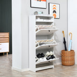 3-Drawer Footwear Organizer - Chipboard Construction in Elegant White - Space-Saving Solution for Shoe Clutter