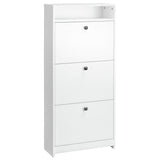 3-Drawer Footwear Organizer - Chipboard Construction in Elegant White - Space-Saving Solution for Shoe Clutter