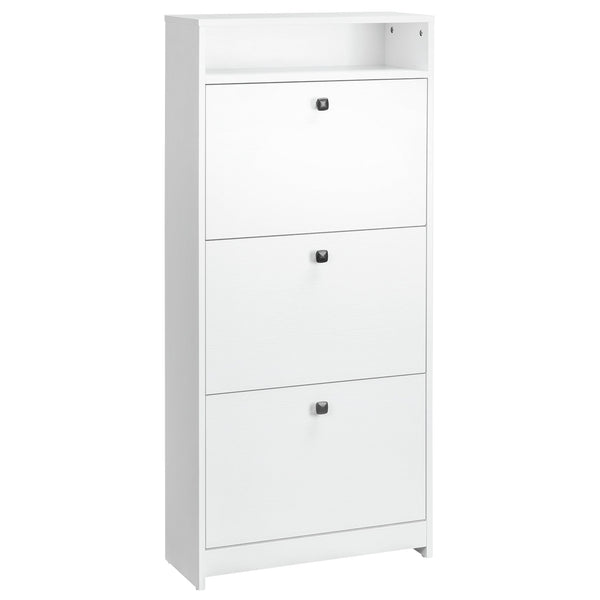 3-Drawer Footwear Organizer - Chipboard Construction in Elegant White - Space-Saving Solution for Shoe Clutter