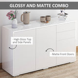High Gloss Sideboard Cabinet - Contemporary Push-Open Design with Dual Drawers - Stylish Storage Solution for Living Room and Bedroom