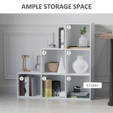 6-Cube Organizer Shelf - 3-Tier Particle Board Bookcase Cabinet for Home Office - Storage and Organization Solution in White