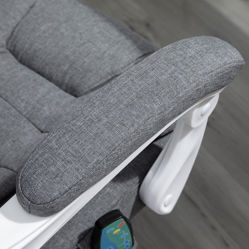 Executive Heated Massage Office Chair with 6 Vibration Points - Ergonomic High-Back Desk Recliner with Adjustable Swivel and Footrest, Grey - Ideal for Comfort and Relaxation in the Workplace