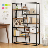 7-Tier Industrial Etagere Bookcase with Heavy-duty Metal Frame-Rustic Brown