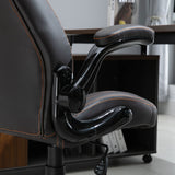 PU Leather Swivel Office Chair with Adjustable Height - Ergonomic Desk Chair with Flip-Up Armrests & Tilt Mechanism - Comfortable Seating for Home Office and Desk Work in Dark Brown