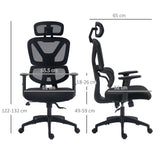 Ergonomic Mesh Office Chair - Height Adjustable with Lumbar Support, Swivel Wheels & Adjustable Headrest - Comfortable Seating for Desk Work, Black