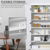 Freestanding 6-Tier Kitchen Cupboard - 4-Door Tall Storage Cabinet with Adjustable Shelves, White - Ideal for Living Room and Dining Room Organization
