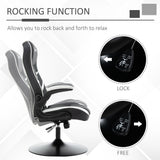 Ergonomic Gaming Chair - Adjustable Height Swivel Home Office Computer Desk Chair with Pedestal Base, Black & White PVC Leather - Comfortable Seating for Gamers and Professionals