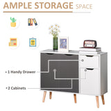 Floor Standing Sideboard Storage Cabinet with Drawer - Bedroom, Living Room, Home Office Organizer in Grey - Space-Saving Solution for Clutter-Free Interiors