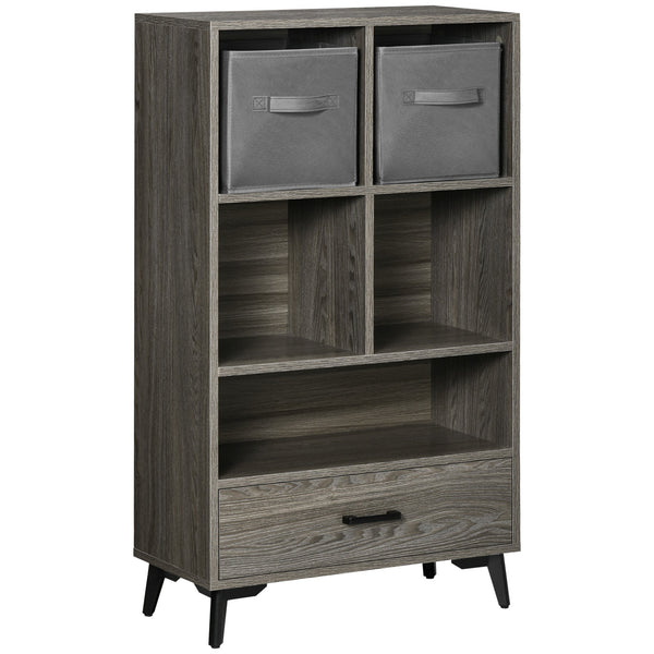 Freestanding Grey Storage Cabinet - Display Cabinet with Drawers & Bookcase Features - Ideal for Home Office, Living Room, Bedroom Organization