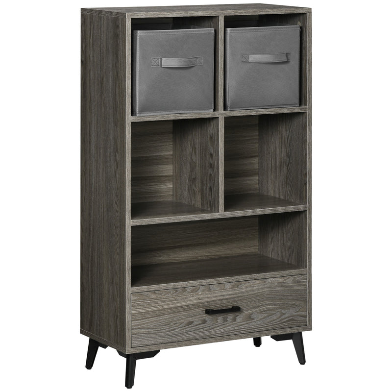 Freestanding Grey Storage Cabinet - Display Cabinet with Drawers & Bookcase Features - Ideal for Home Office, Living Room, Bedroom Organization