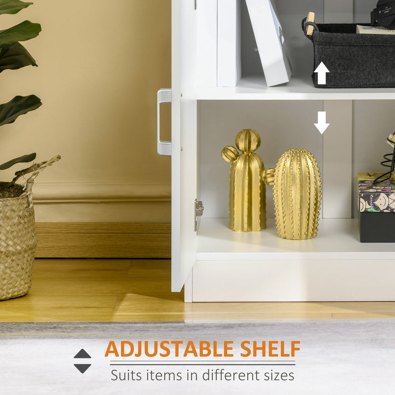 Modern White Storage Cabinet - Compact Design with Drawer & Adjustable Shelf for Multiple Rooms - Ideal for Kitchen, Living Room, Bedroom & Hallway Organization