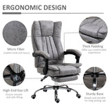 Ergonomic Microfiber Home Office Chair - Reclining Desk Chair with Armrests, Swivel Base & Footrest in Grey - Comfort Seating for Work from Home Professionals