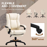 Ergonomic PU Leather Swivel Desk Chair with Extendable Footrest - Comfortable Adjustable Height Office Chair with Wheels - Ideal for Home Office and Long Working Hours
