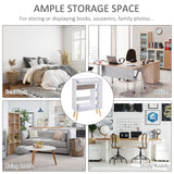 Modern Multi-Shelf Bookcase with Drawer - Freestanding 6-Tier Storage, Wooden Legs, Stylish White & Grey Finish - Ideal for Home Office and Display Décor