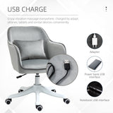 Ergonomic Velvet Office Chair with Massage - Rechargeable Vibration Lumbar Support, Smooth-Rolling Casters - Comfort for Home Office and Remote Work