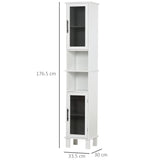 6-Tier Retro Bathroom Cabinet with Patterned Glass Doors - Anti-Tilt Design, Melamine Finish, Freestanding Storage - Chic Monochrome Tall Tower for Bathroom Organization