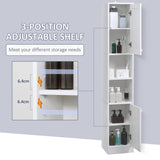 Slimline Freestanding Bathroom Cabinet with Mirror - Tall Storage Unit with Adjustable Shelving - Space-Saving Organizer for Narrow Spaces