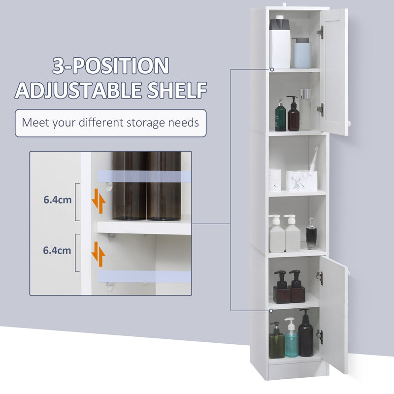 Slimline Freestanding Bathroom Cabinet with Mirror - Tall Storage Unit with Adjustable Shelving - Space-Saving Organizer for Narrow Spaces