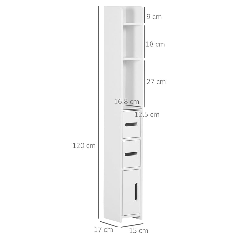 Freestanding Tall Bathroom Storage Cabinet - Modern Organizer with Open Shelves & 3 Cupboards - Ideal for Bedroom, Hallway & Bathroom Clutter Control