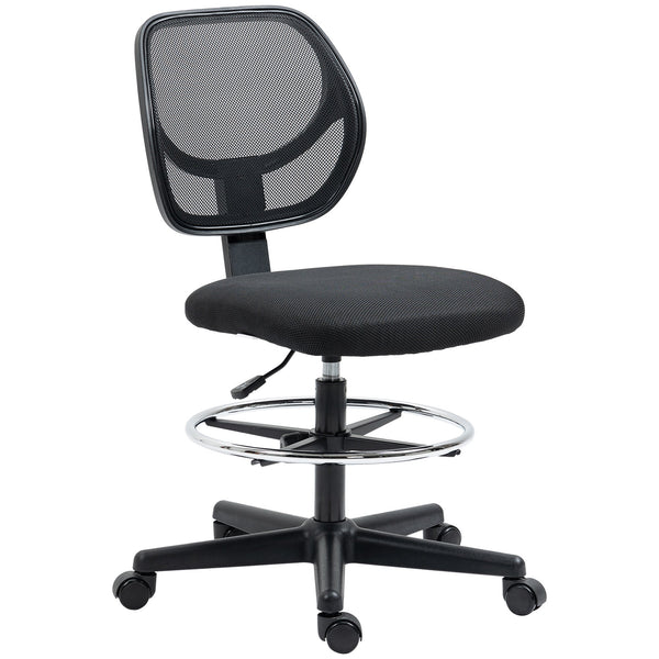 Ergonomic Mesh Office Chair with Adjustable Height and Footrest - Durable Standing Desk Chair in Black - Ideal for Extended Desk Work and Comfort
